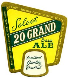  20 Grand Select Cream Ale Beer Label