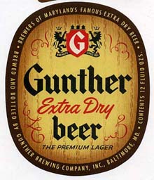  Gunther Extra Dry Beer Label
