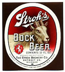  Stroh's Bock Beer Label