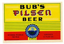  Bubs Pilsen Beer Label
