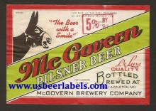  McGovern Pilsner Beer Label