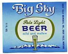 Big Sky Pale Light Beer Label Big Sky Pale Light Beer Label