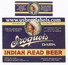  Iroquois Dark Indian Head Beer Beer Label