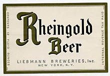  Rheingold Beer Label