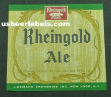  Rheingold Ale Beer Label