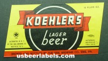  Koehlers Lager Beer Label