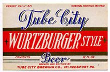 Tube City Wurtzburger Beer Label