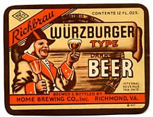  Richbrau Wurzburger Type Dark Beer Label