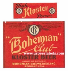  Bohemian Club Kloster Beer Label