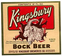  Kingsbury Bock Beer Label