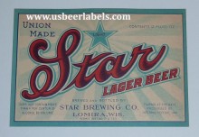  Star Light Lager Beer Label