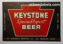 Keystone Special Export Beer Label Keystone Special Export Beer Label