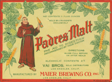 Padres Malt Beer Label Padres Malt Beer Label