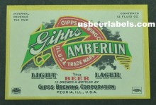 Gipps Amberlin Beer Label Gipps Amberlin Beer Label