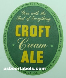  Croft Cream Ale Beer Label