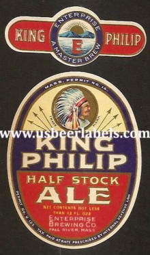 King Philip Half Stock Ale Beer Label King Philip Half Stock Ale Beer Label