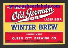  Old German Dark Winter Brew Beer Label