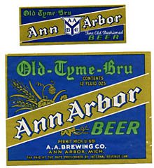 Ann Arbor Old Tyme Bru Beer Label Ann Arbor Old Tyme Bru Beer Label