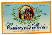 Calumets Pride Beer Label Calumets Pride Beer Label