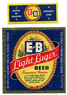  E & B Light Lager Beer Label