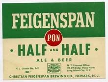  Feigenspan P.O.N. Half & Half Beer Label