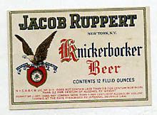  Jacob Ruppert Knickerbocker Beer Label