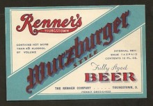 Renners Wurzburger Beer Label
