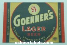  Goenners Lager Beer Label