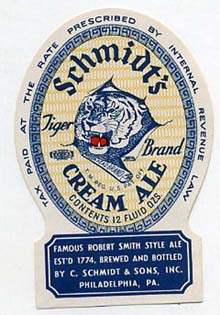  Schmidts Tiger Brand Cream Ale Beer Label