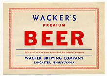  Wackers Premium Beer Beer Label