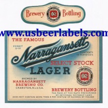 Narragansett Select Stock Lager Beer Label Narragansett Select Stock Lager Beer Label