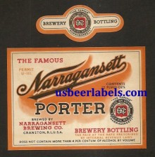 Narragansett Porter Beer Label Narragansett Porter Beer Label