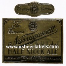 Narragansett Gold Label Half Stock Ale Beer Label Narragansett Gold Label Half Stock Ale Beer Label