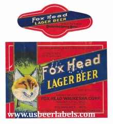 Fox Head Lager  Beer Label