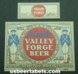  Scheidts Valley Forge Beer Label